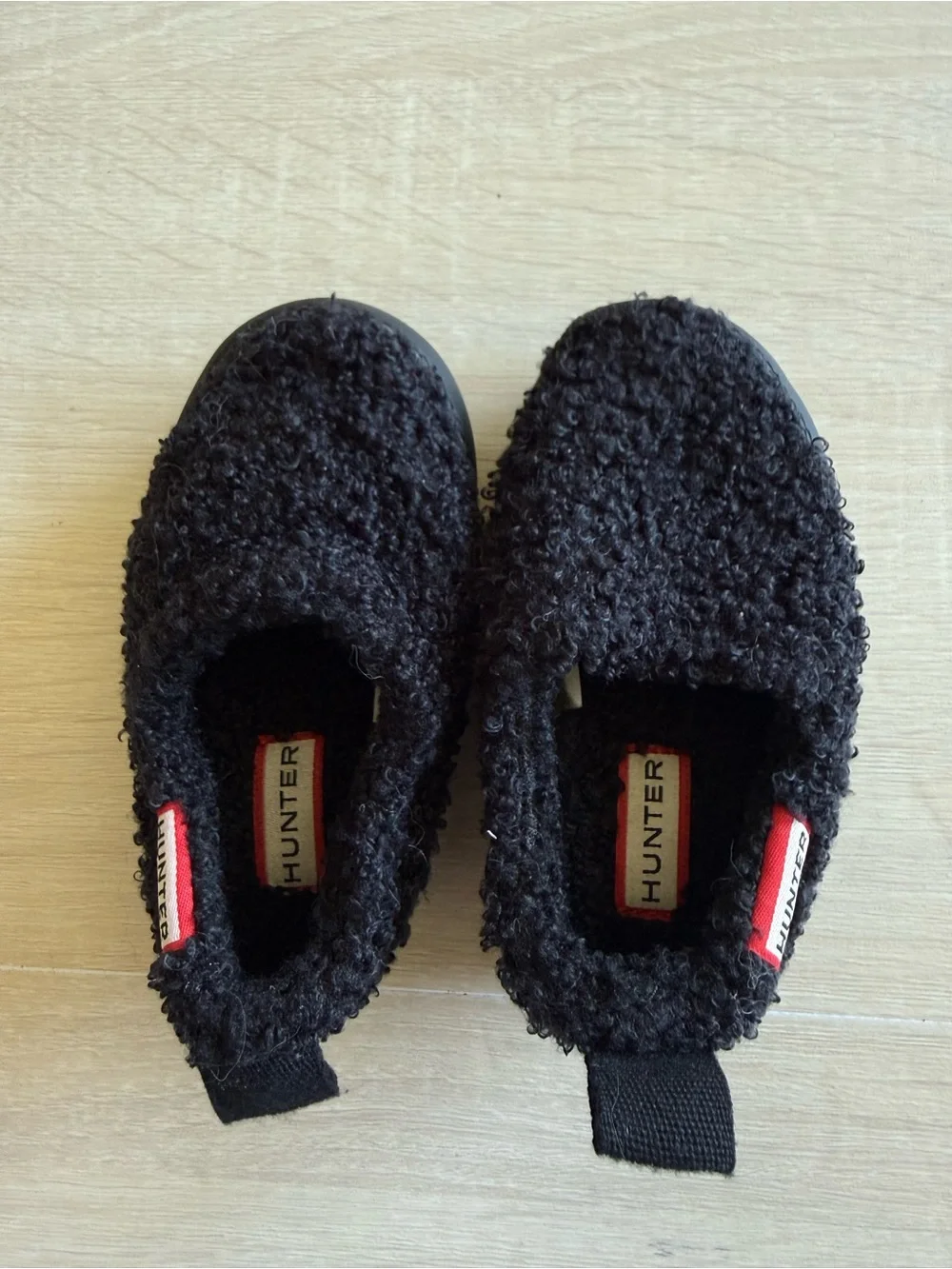 Hunter Kids Black Sherpa Fleece Slip On Shoes Slippers US 5 EU 21